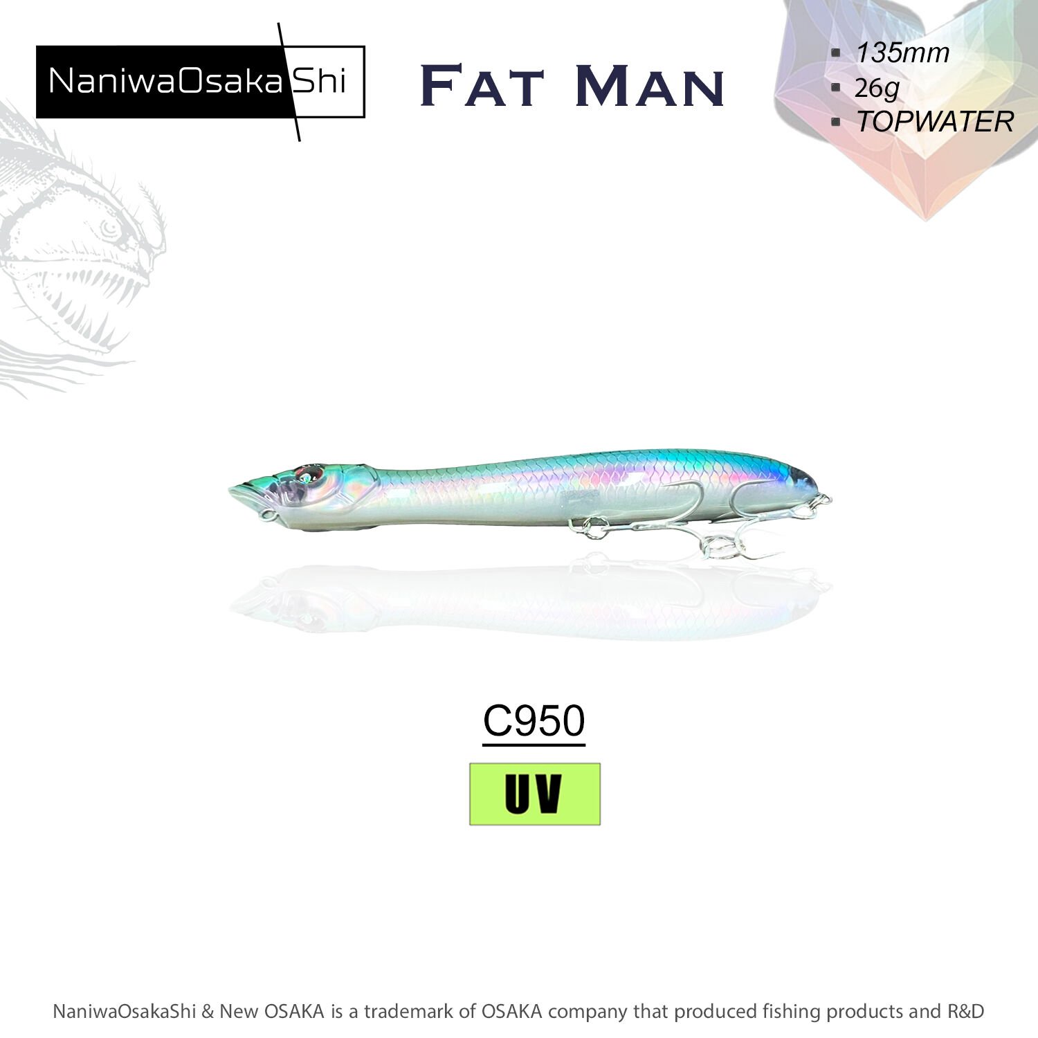 NANIWAOSAKASHI FAT MAN 135MM 26GR TOPWATER C950