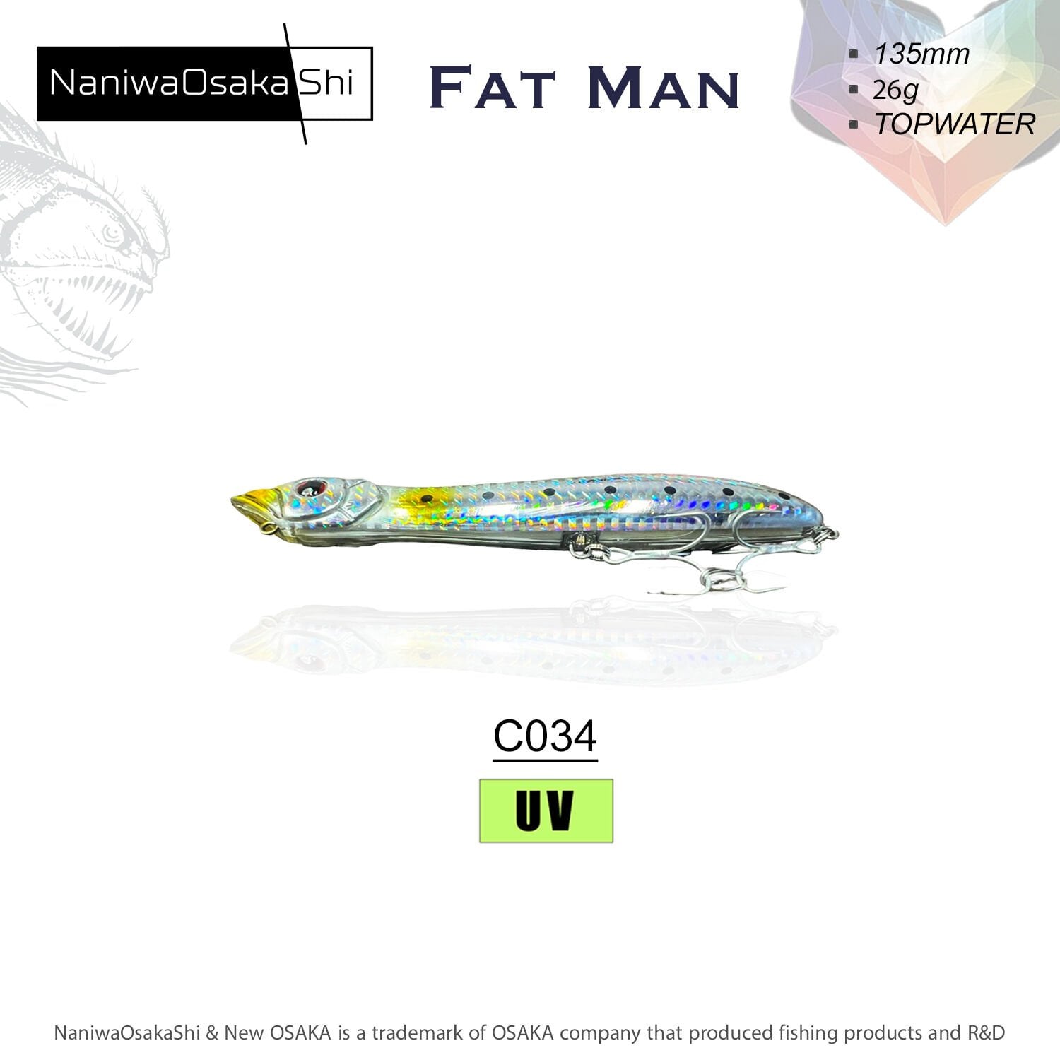 NANIWAOSAKASHI FAT MAN 135MM 26GR TOPWATER C034