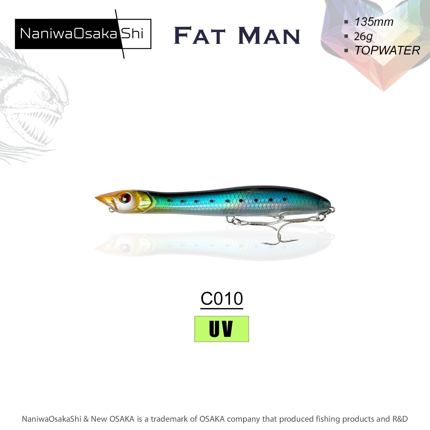 NANIWAOSAKASHI FAT MAN 135MM 26GR TOPWATER C010