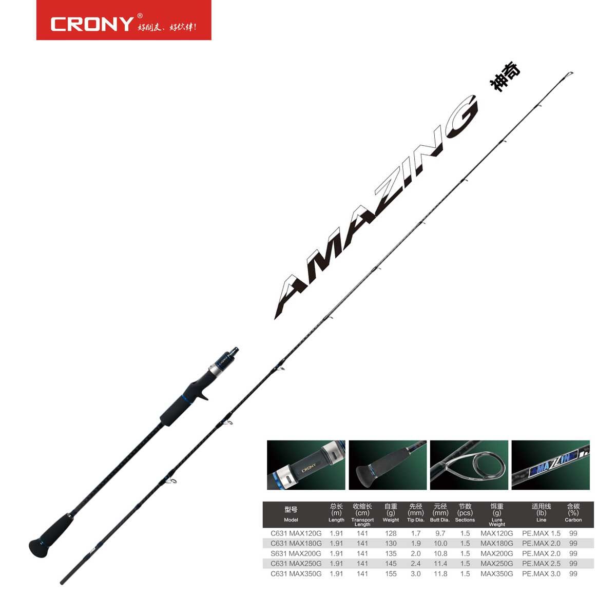 Crony Amazing 2 Casting AMC-631 191 cm 180 gr Slow Jigging Kamış