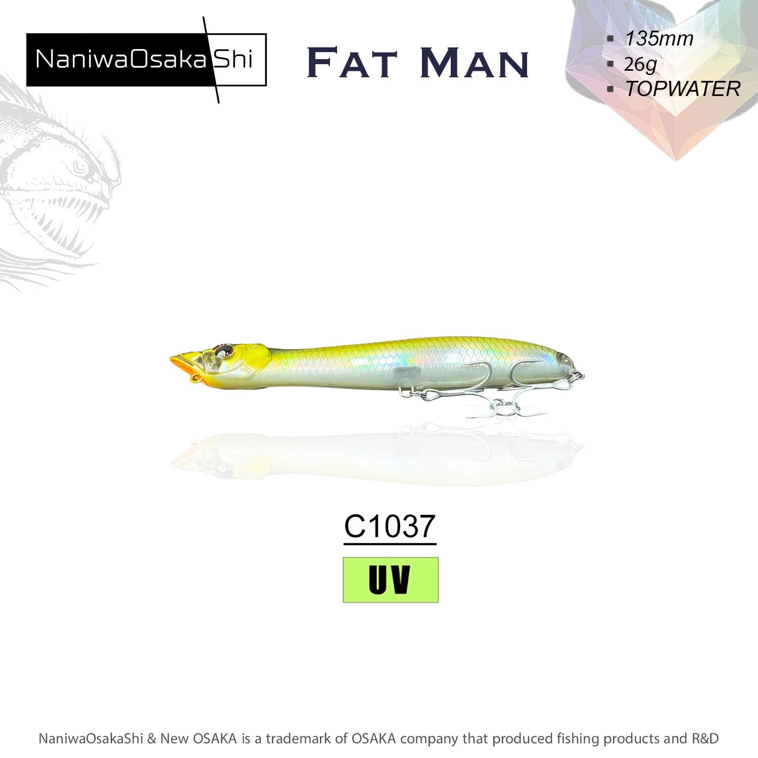 NANIWAOSAKASHI FAT MAN 135MM 26GR TOPWATER C1037