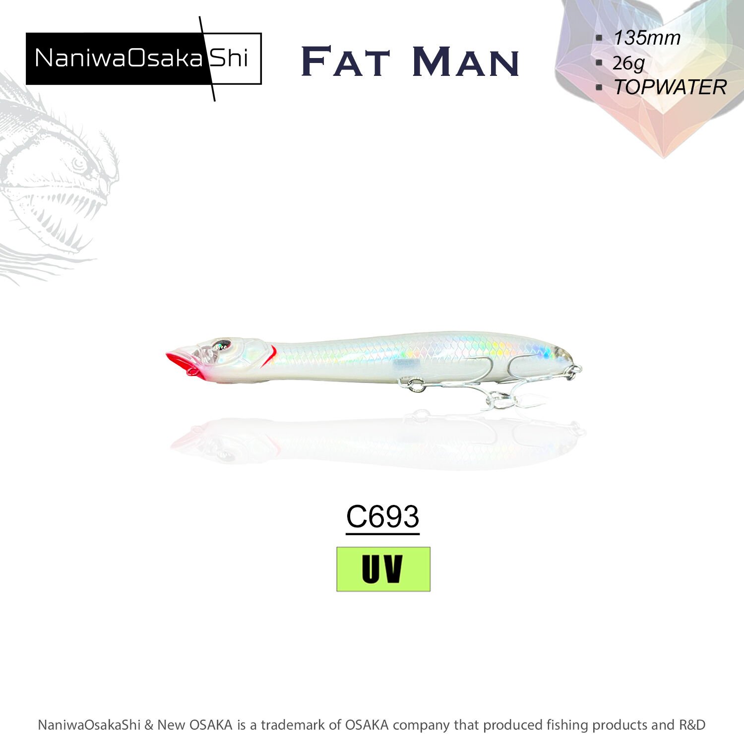 NANIWAOSAKASHI FAT MAN 135MM 26GR TOPWATER C693