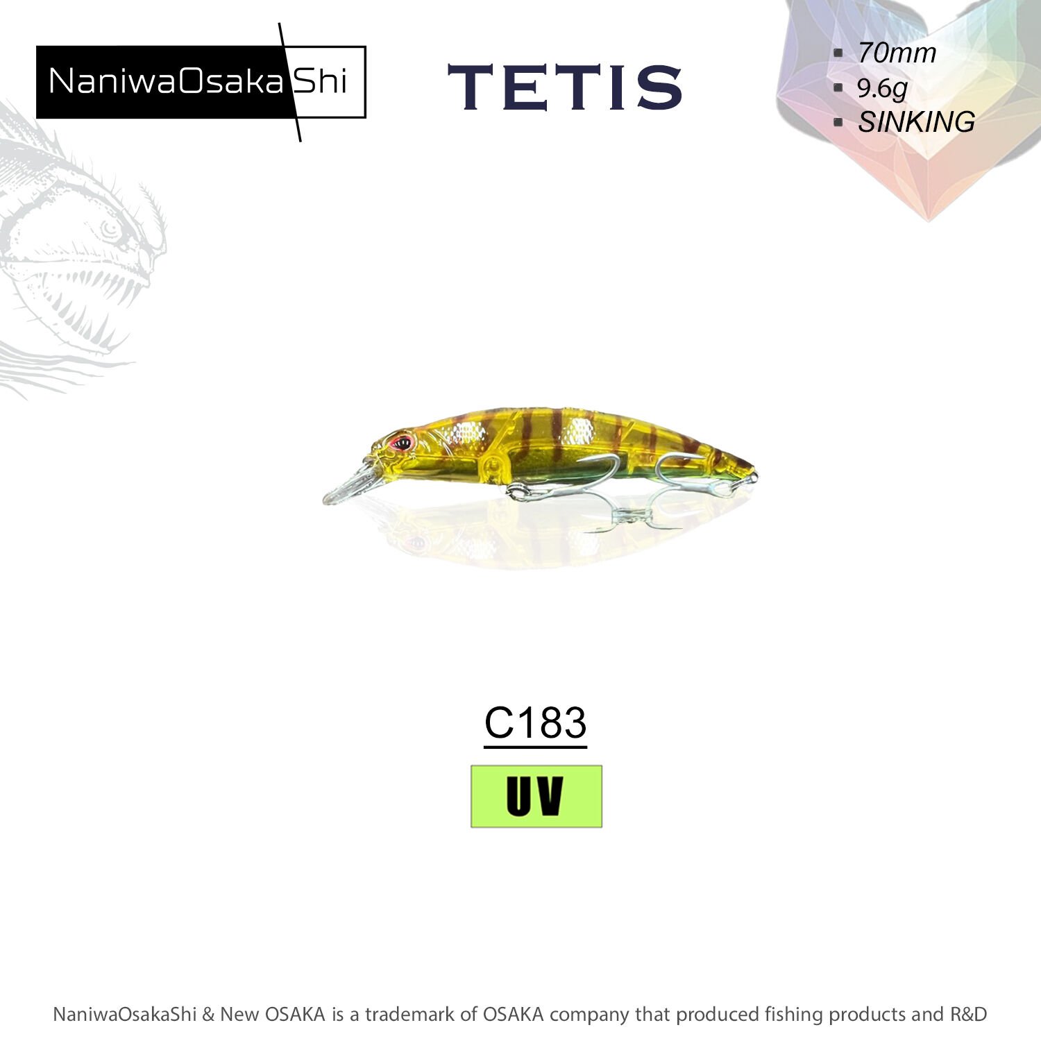 NANIWAOSAKASHI TETIS 70MM 9.6G SINKING MAKET BALIK C183
