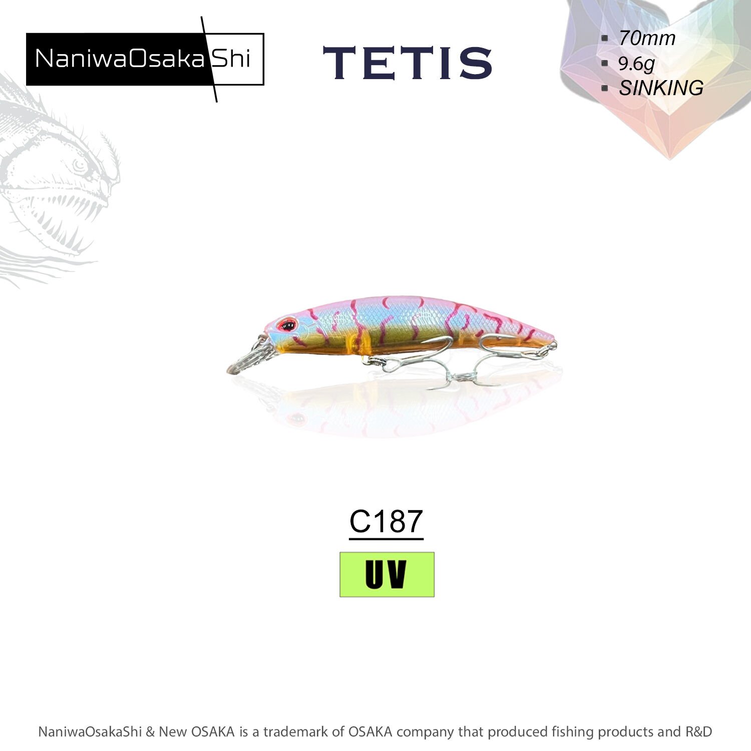 NANIWAOSAKASHI TETIS 70MM 9.6G SINKING MAKET BALIK C187