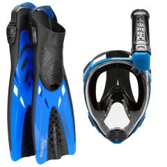 Cressi Baron Maske Şnorkel + Tonga Palet Seti BLACK-BLUE - S-M
