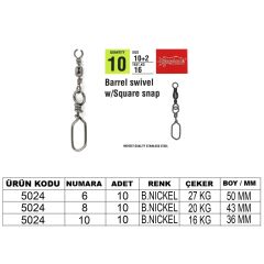 Captain 5024 Square Klips 10lu Paket Black Nikel