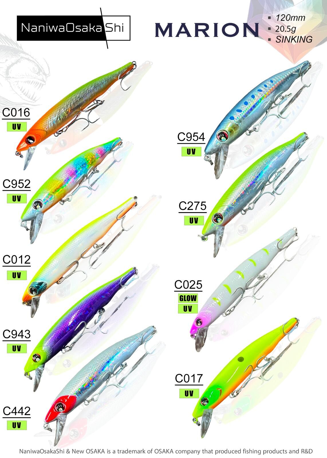 NANIWAOSAKASHI MARION 120MM 20,5GR SINKING MAKET BALIK