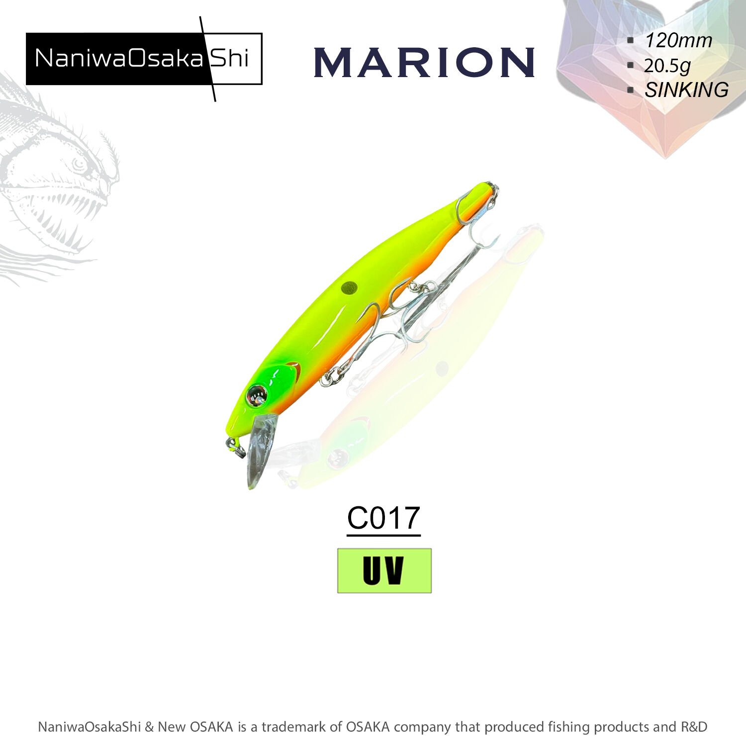 NANIWAOSAKASHI MARION 120MM 20,5GR SINKING MAKET BALIK C017