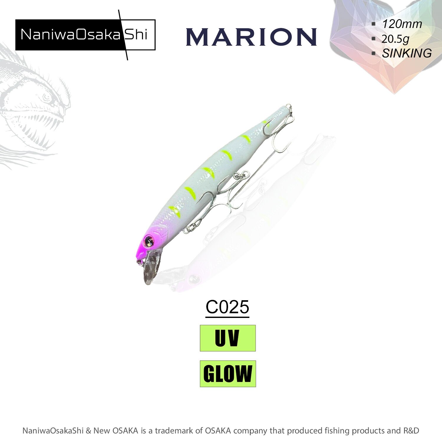 NANIWAOSAKASHI MARION 120MM 20,5GR SINKING MAKET BALIK C025