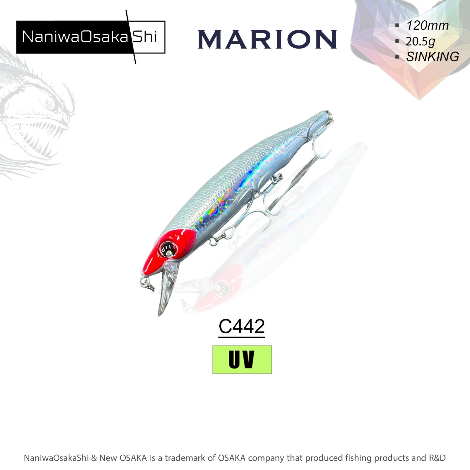 NANIWAOSAKASHI MARION 120MM 20,5GR SINKING MAKET BALIK C442