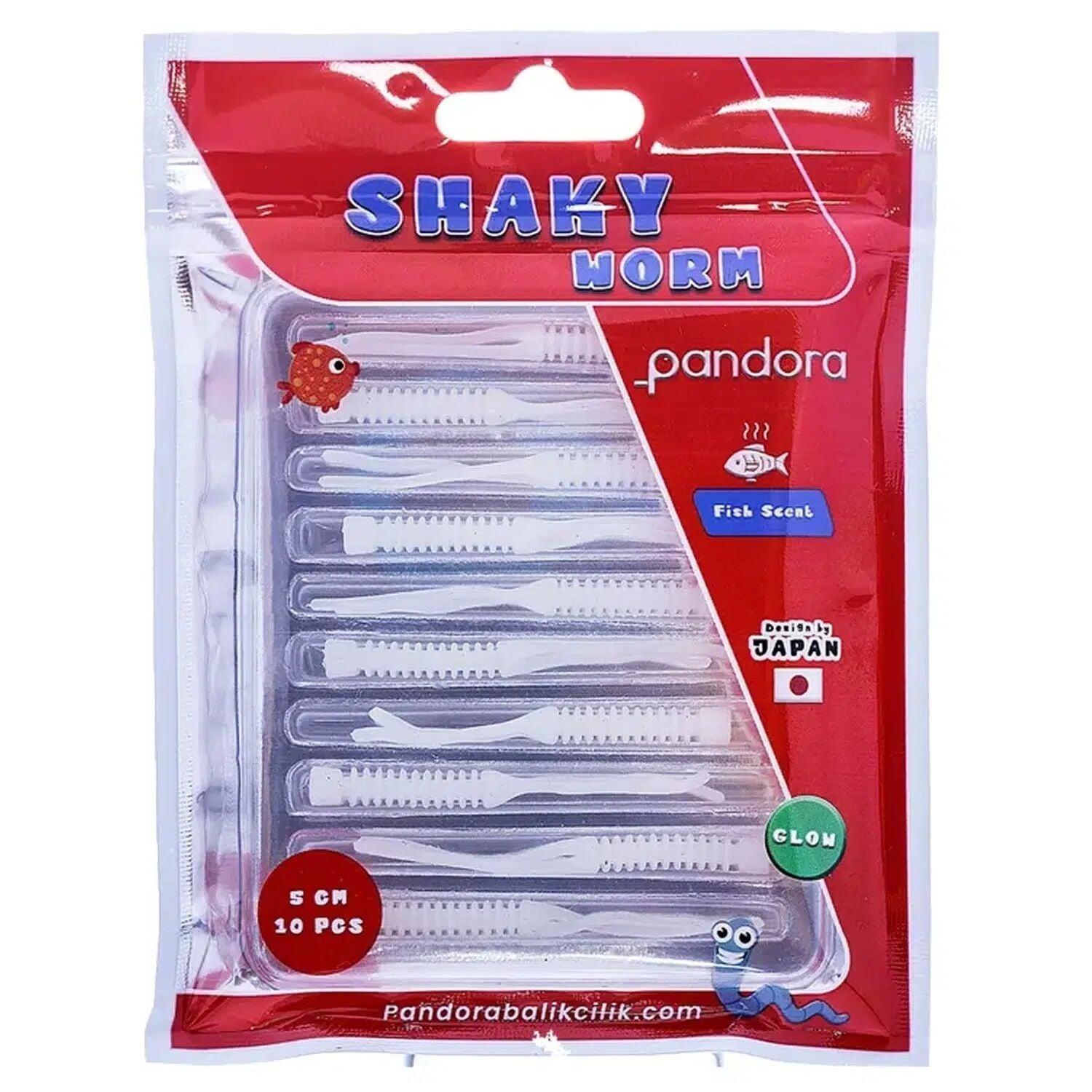 Pandora Shaky Worm 5 Cm Lrf Silikon Yem White Glow