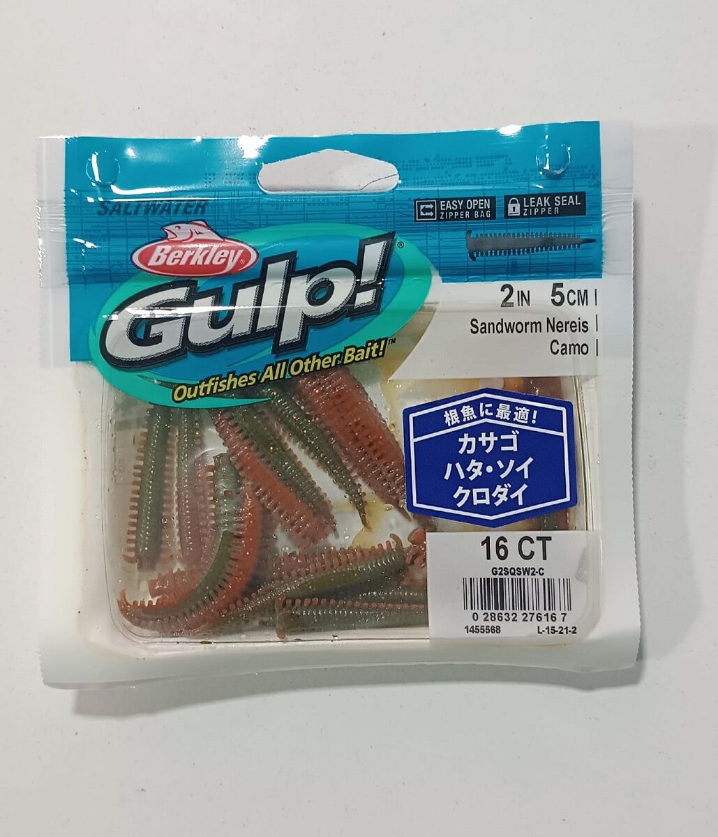 Berkley Gulp Saltwater Sandworm 5cm 16 Adet LRF Silikon Yem Serisi Camo