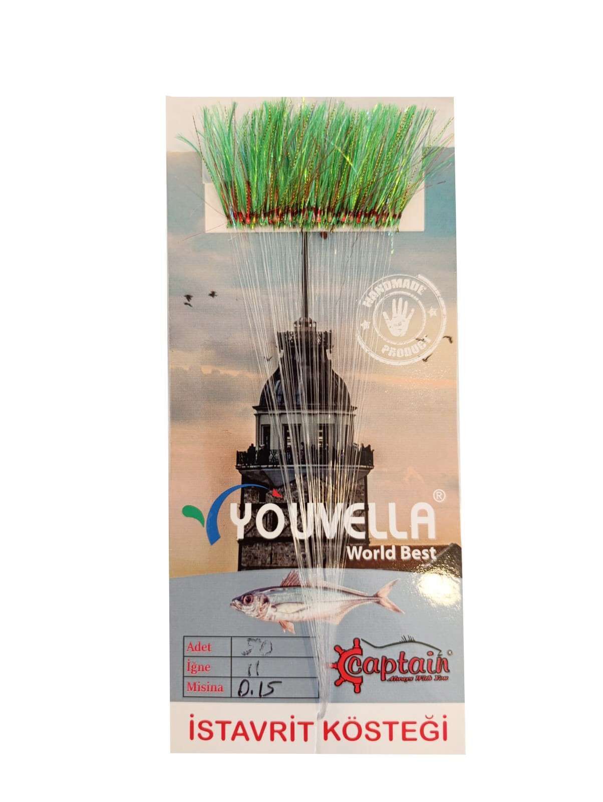 İstavrit Kösteği UV-GLOW Simli Youvella Kartonda 50 Kırmızı İğne 015mm Köstek 64