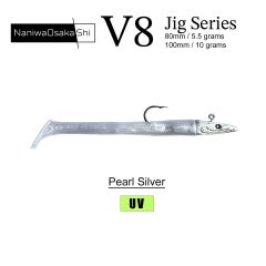 NaniwaOsakaShi V8 Jig Series 8cm 5.5gr Silikon Yem Silver Pearl