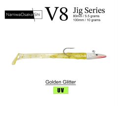 NaniwaOsakaShi V8 Jig Series 10 cm 10 gr Silikon Yem GOLDEN GLITTER