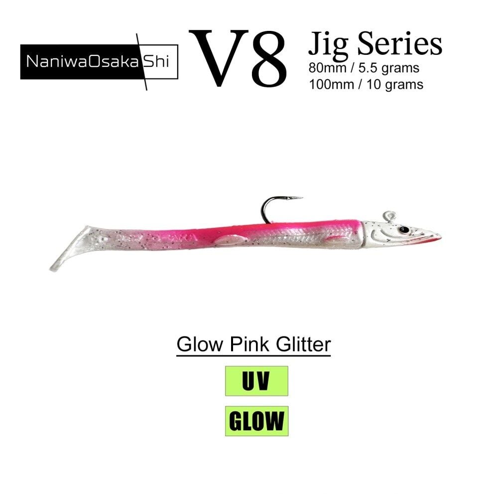 NaniwaOsakaShi V8 Jig Series 10 cm 10 gr Silikon Yem GLOW PINK GLITTER
