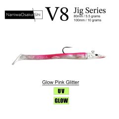 NaniwaOsakaShi V8 Jig Series 10 cm 10 gr Silikon Yem GLOW PINK GLITTER