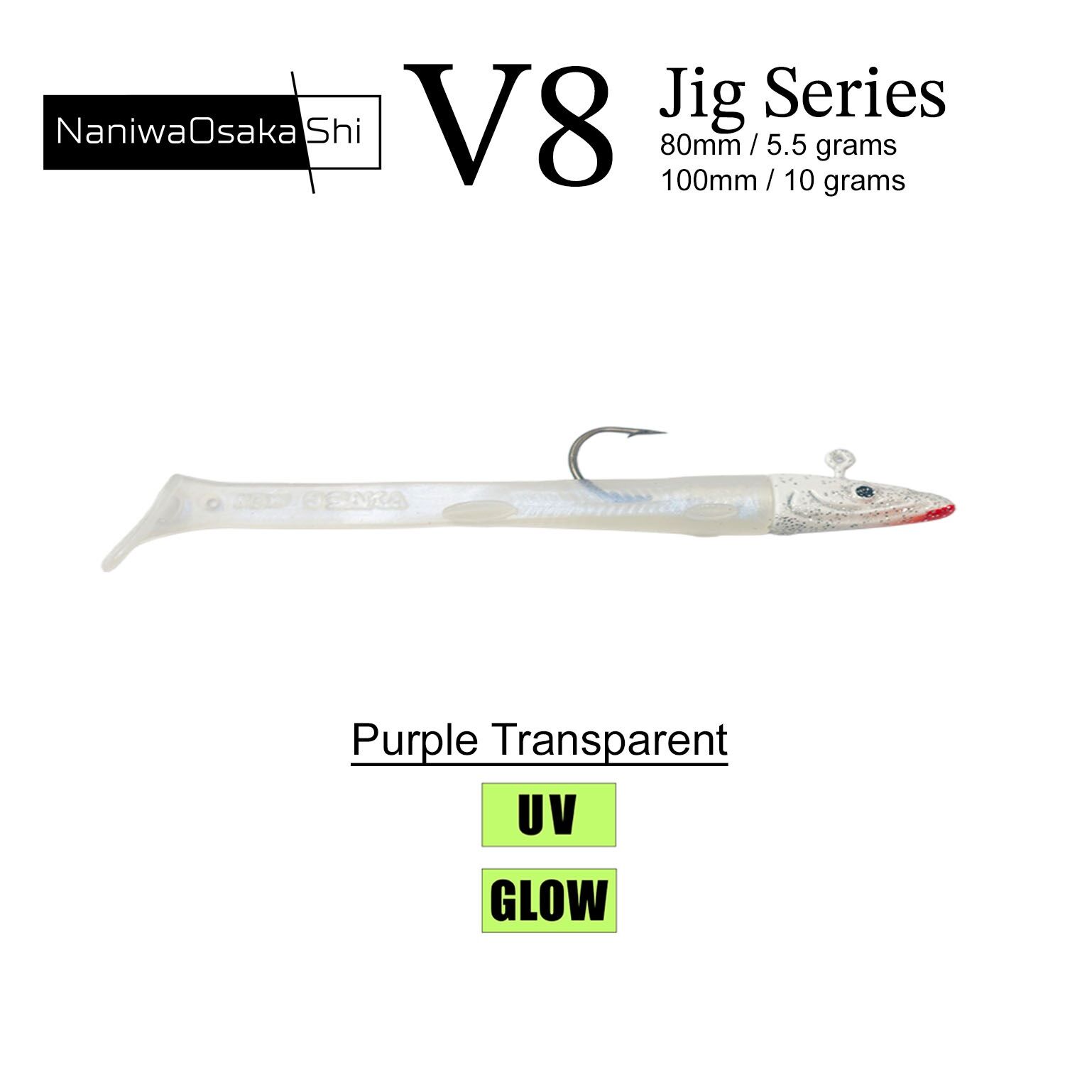 NaniwaOsakaShi V8 Jig Series 10 cm 10 gr Silikon Yem PURPLE TRANSPARENT