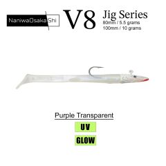 NaniwaOsakaShi V8 Jig Series 10 cm 10 gr Silikon Yem PURPLE TRANSPARENT
