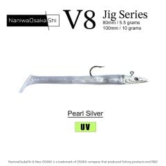 NaniwaOsakaShi V8 Jig Series 10 cm 10 gr Silikon Yem Silver Pearl
