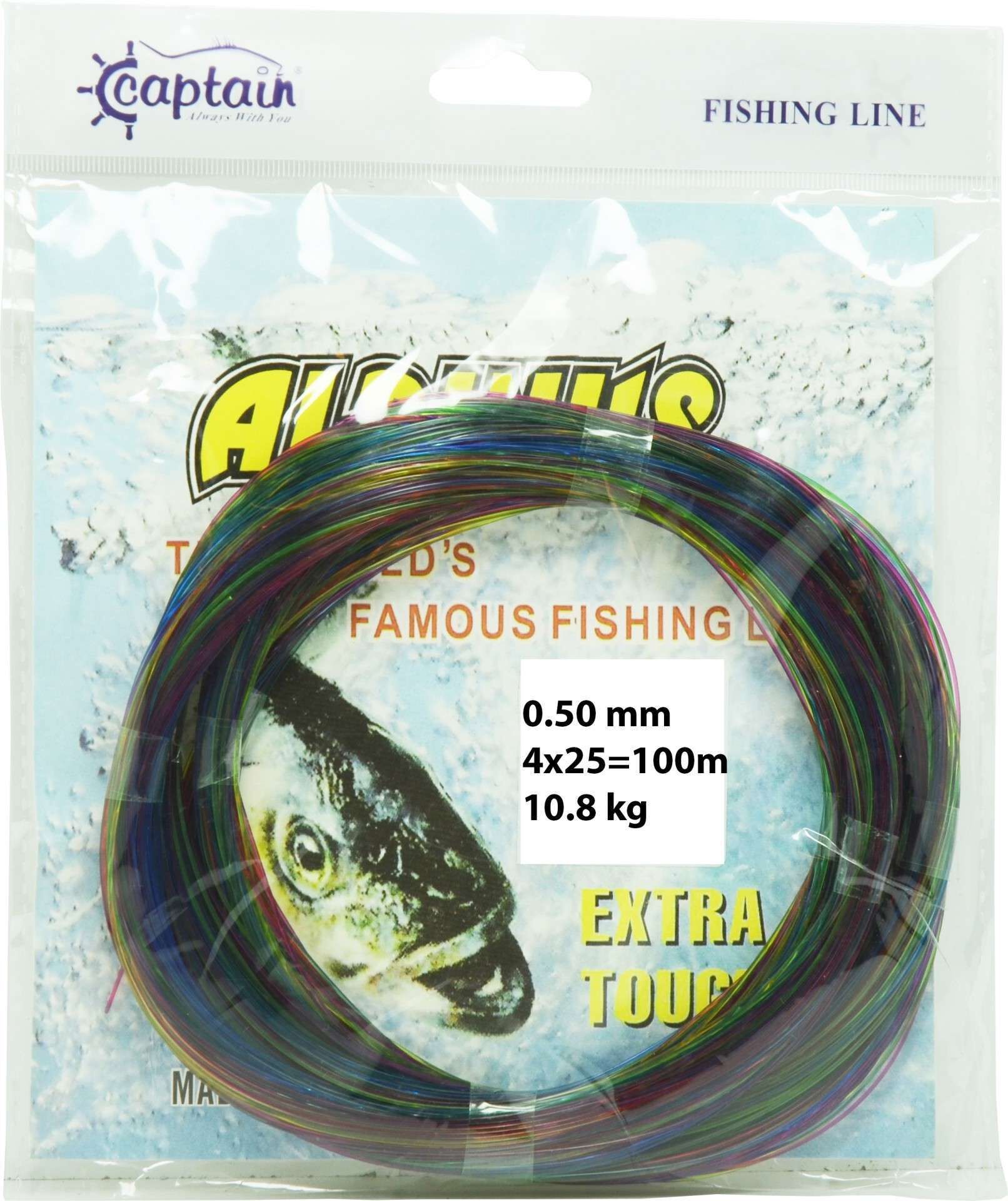 Captain Alpinus Poşet Misina 4x25 Bağlantılı 100mt Ebruli Standart - 0.50 MM