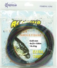 Captain Alpinus Poşet Misina 4x25 Bağlantılı 100mt Ebruli Standart - 0.70 MM