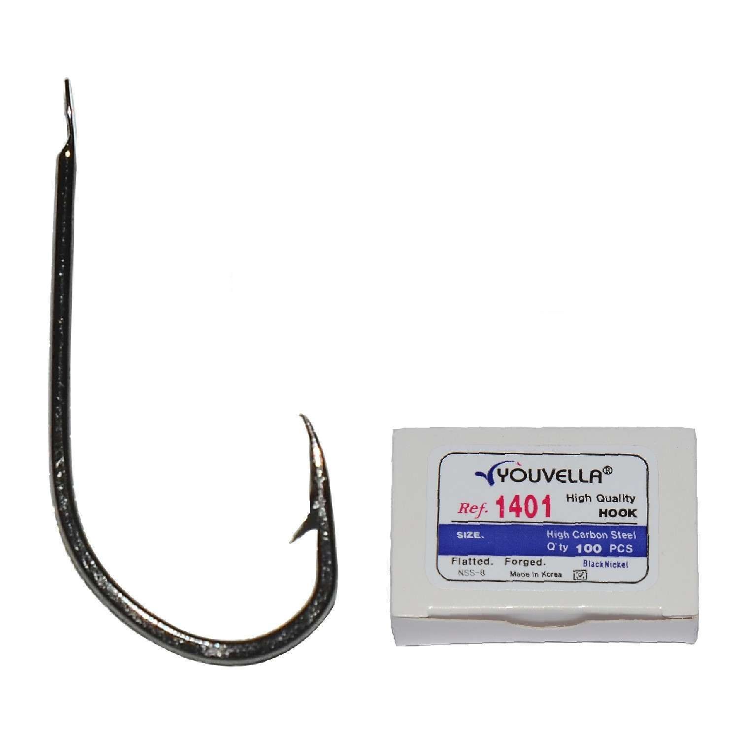 Youvella 1401 Kısa Pala Dövme Olta İğnesi 100lü Kutu Black Nikel Standart - 2