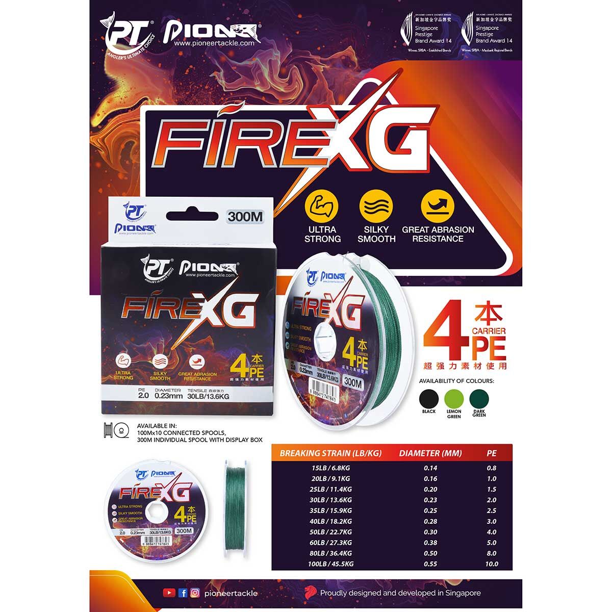 Pioneer Fire XG X4 Lemon Green 100mt Örgü Misina