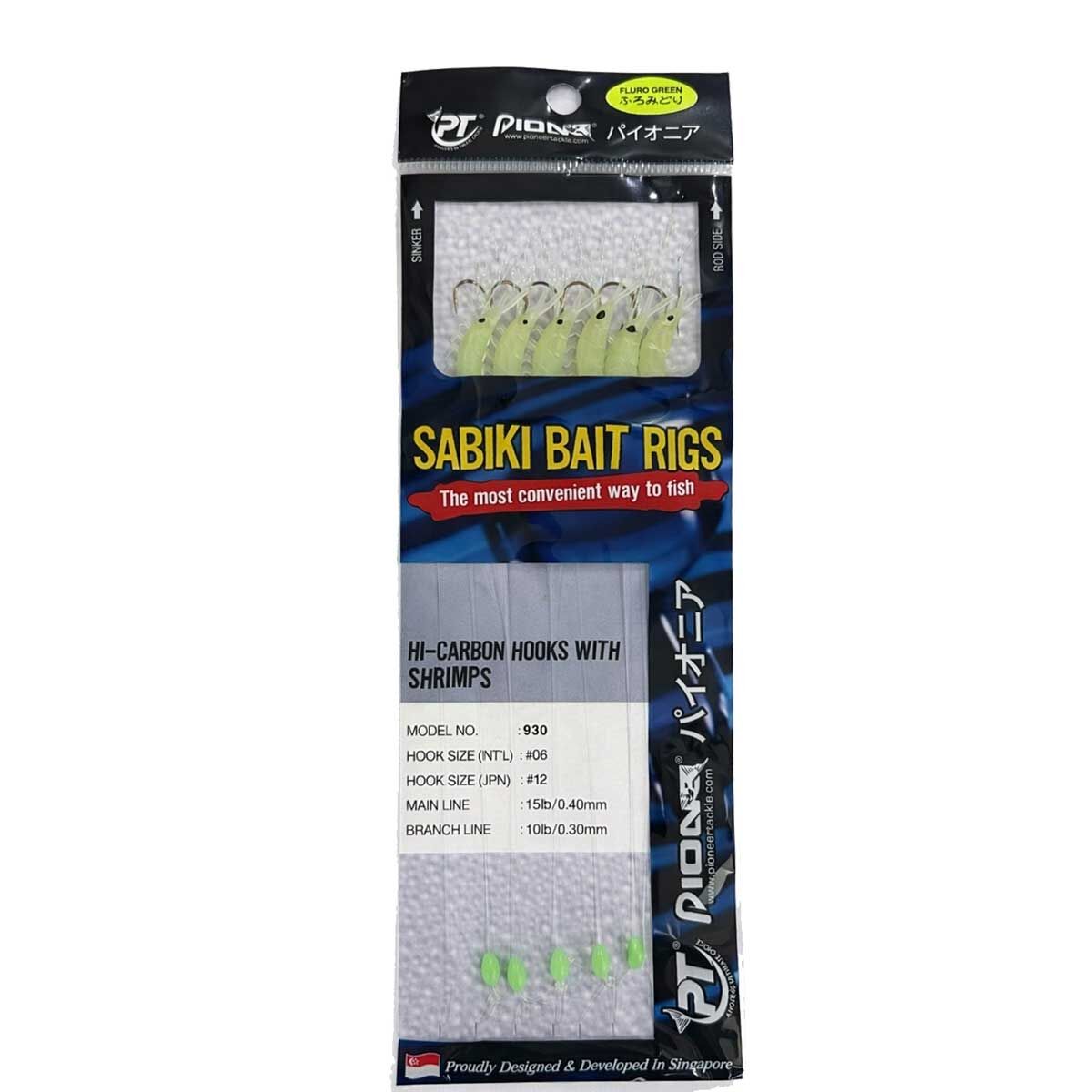 Pioneer Sabiki Rig 930 Fluo Green Shrimp Mezgit 6 Köstek Çapari