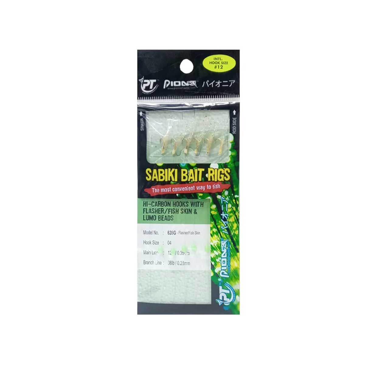 Pioneer Sabiki Rig 628G Flasher Fish Skin Lumo Beads 6 Köstek Çapari