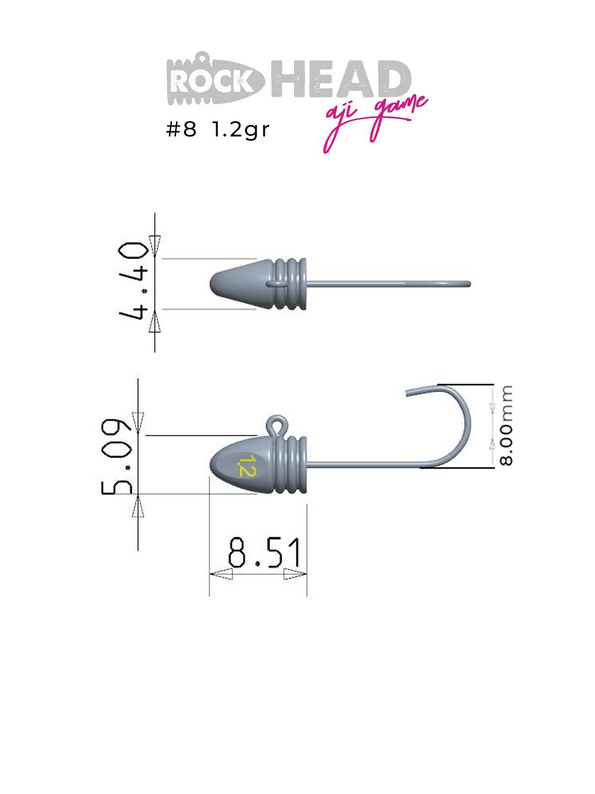 Fujin Rock-Head 8no Aji Game Jighead 1.2 gr