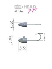 Fujin Rock-Head 8no Aji Game Jighead 1.2 gr