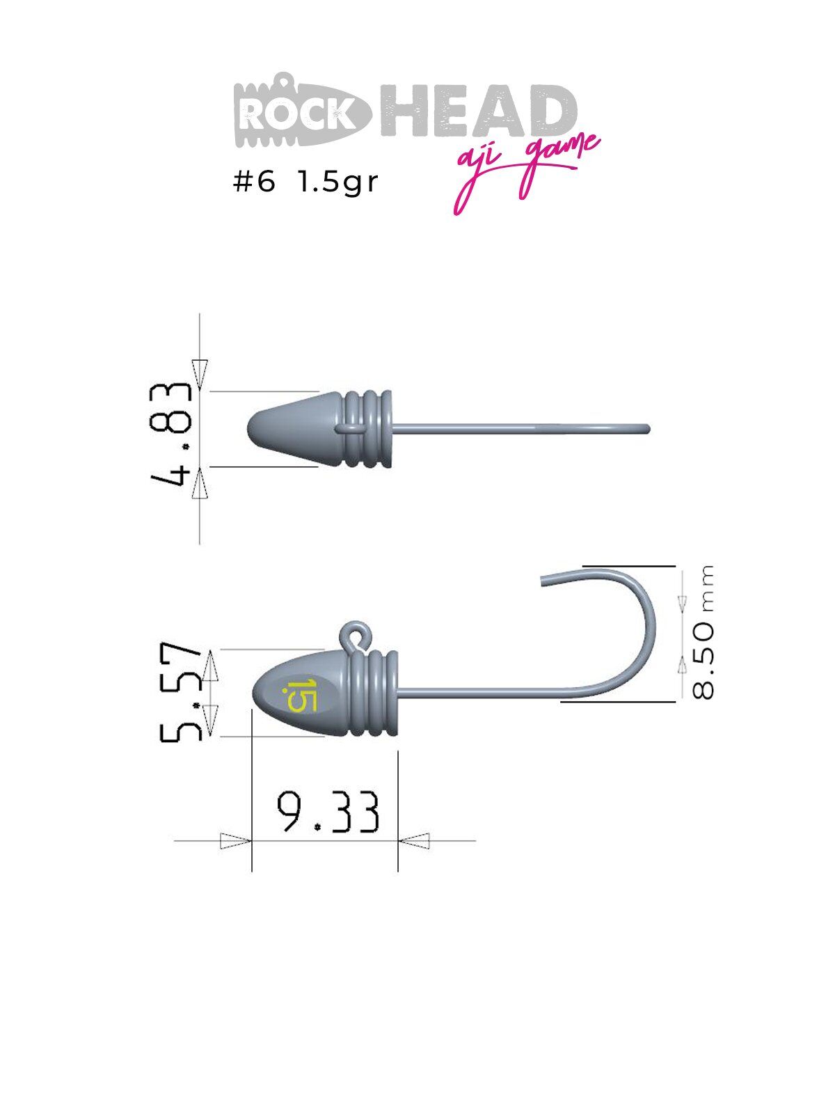 Fujin Rock-Head 6no Aji Game Jighead 1.5 gr