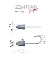 Fujin Rock-Head 6no Aji Game Jighead 1.5 gr