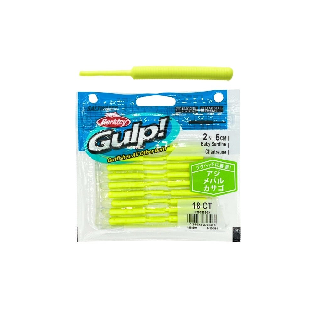 Berkley Gulp Baby Sardine Sahte Yemi CHARTREUSE - 5 CM 18 Lİ