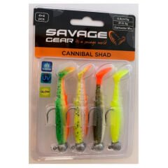 Savage Gear Cannibal Shad 6.8cm 3gr+5gr #1/0 Dark Water 4+4 Adet