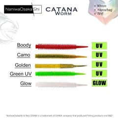 NaniwaOsakaShi Catana Worm 8cm 10Pcs Silikon Yem