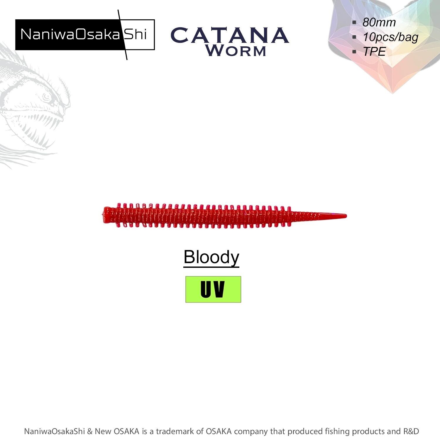 NaniwaOsakaShi Catana Worm 8cm 10Pcs Silikon Yem Bloody
