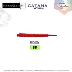 NaniwaOsakaShi Catana Worm 8cm 10Pcs Silikon Yem Bloody