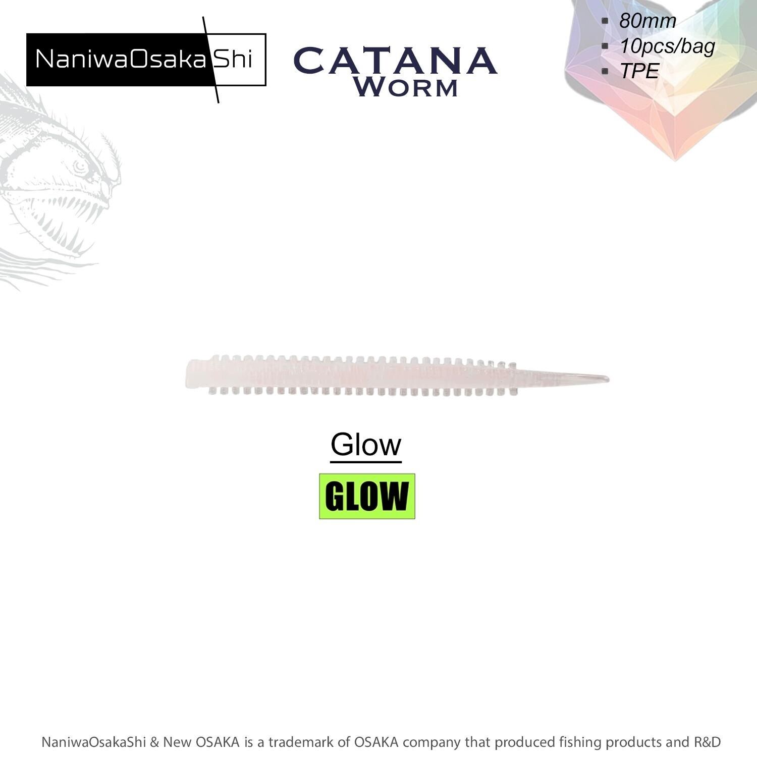 NaniwaOsakaShi Catana Worm 8cm 10Pcs Silikon Yem Glow