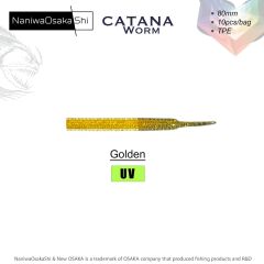 NaniwaOsakaShi Catana Worm 8cm 10Pcs Silikon Yem Golden