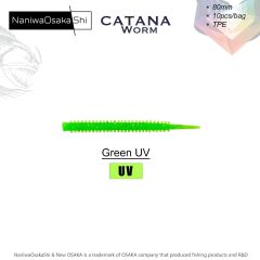 NaniwaOsakaShi Catana Worm 8cm 10Pcs Silikon Yem GREEN