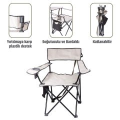 Albastar Soğutuculu ve Bardaklı Kamp Sandalyesi BEYAZ - TEKLİ
