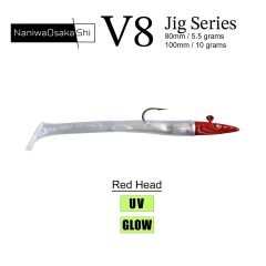 NaniwaOsakaShi V8 Jig Series 10 cm 10 gr Silikon Yem Red Head